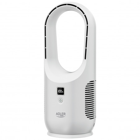 Ventilator de birou Adler AD 7343, Pana la 6 ore, 3 viteze, Afisaj LED, USB-C, Alb
