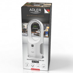 Ventilator de birou Adler AD 7343, Pana la 6 ore, 3 viteze, Afisaj LED, USB-C, Alb