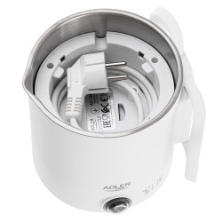 Cana electrica pentru drumetii Adler AD 1388w, 650 W, 0,8 l, Capac detasabil, Apa, Ceai, Cafea, Alb