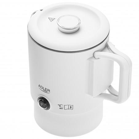 Cana electrica pentru drumetii Adler AD 1388w, 650 W, 0,8 l, Capac detasabil, Apa, Ceai, Cafea, Alb