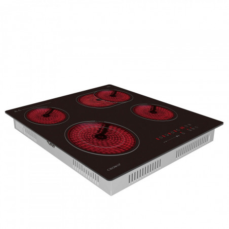Plită ceramică de încastrare Crown PVT624DO.C, 6,6 kW, 4 zone, 9 trepte, temporizator, electrică, negru