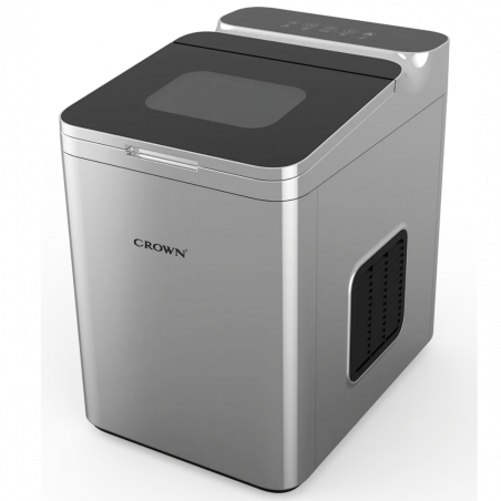 Mașină de gheață Crown ICM-625S, 112 W, 12 kg/24 ore, 1,5 l, 2 dimensiuni, Autocurățare, R600a, Indicatori, Oțel inoxidabil