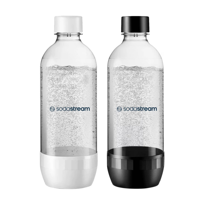 Set de sticle pentru carbonatare SodaStream Jet, 1 l, 2 buc., fără BPA, potrivite pentru mașina de spălat vase, negru