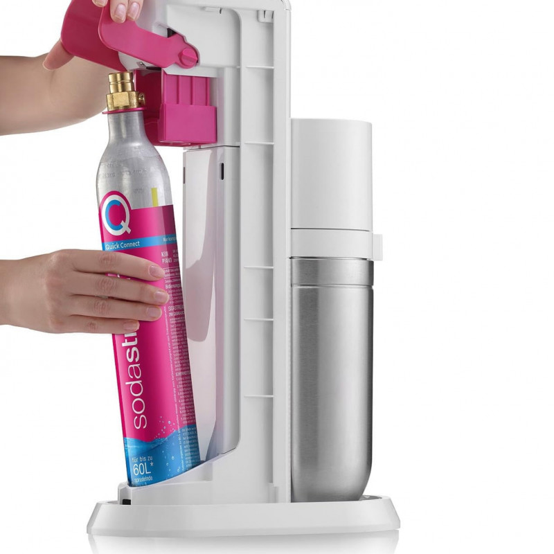 Cilindru de rezervă pentru aparatul de carbonatare a apei SodaStream, CO₂, Quick Connect, 425 g, 60 l, inox/roz