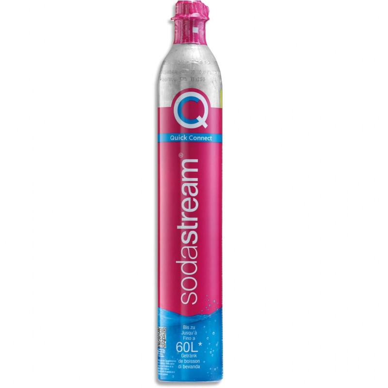Cilindru de rezervă pentru aparatul de carbonatare a apei SodaStream, CO₂, Quick Connect, 425 g, 60 l, inox/roz