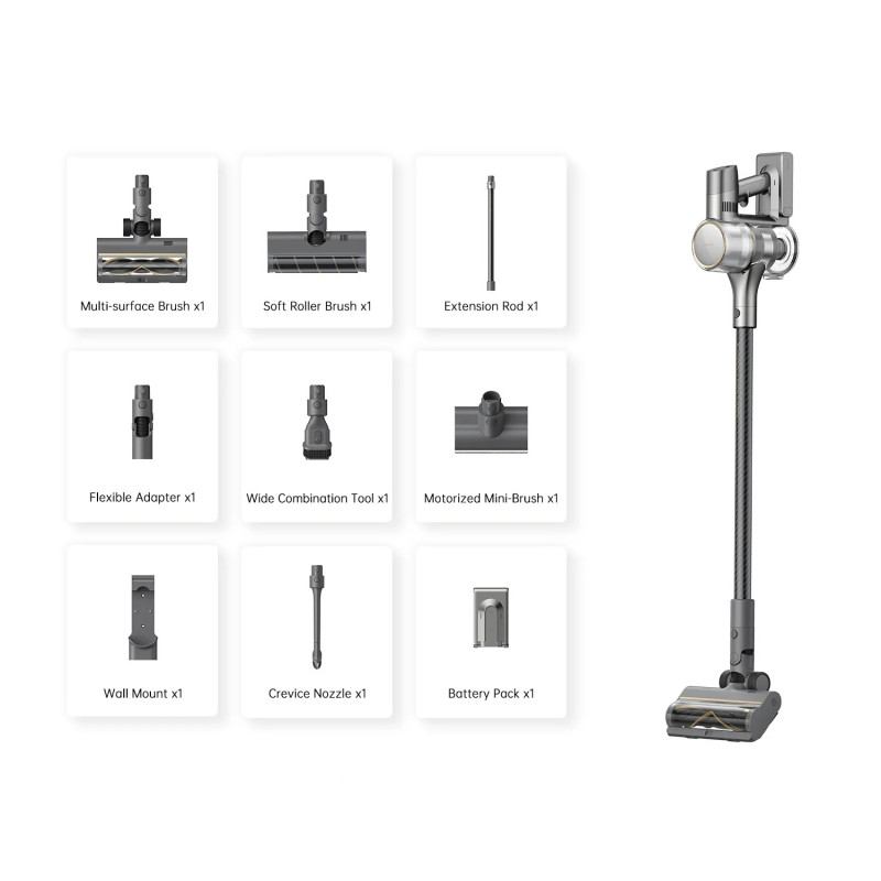 Aspirator vertical Dreame R20 VTV97A, 190 AW, 3 moduri, 0,6 l, 90 min, HEPA, Ecran LCD, Negru