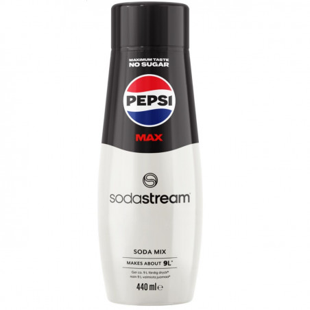Sirop concentrat SodaStream Pepsi Max, 440 ml, până la 9 l, fără alergeni și OMG, alb/negru
