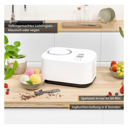 Aparat pentru înghețată și iaurt FIRST FA-5105, 100 W, 1 l, generator de gheață, compresor, alb