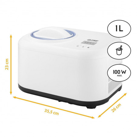 Aparat pentru înghețată și iaurt FIRST FA-5105, 100 W, 1 l, generator de gheață, compresor, alb