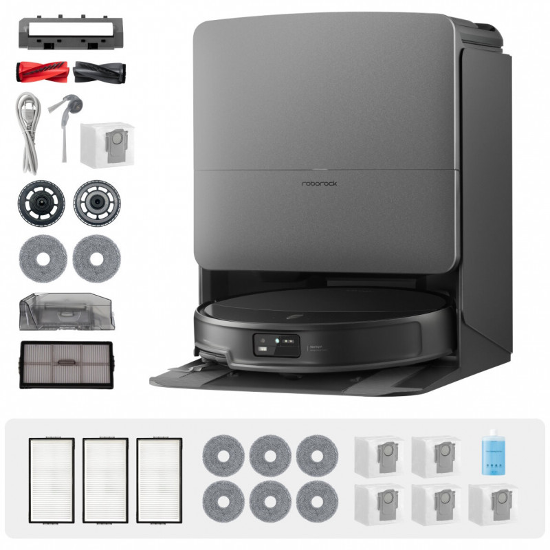 Aspirator robot Roborock Saros 20 Complete Black, 65 W, 36 000 Pa, 259 ml/2,5 l, AdaptiLift 3.0, Curățare uscată și umedă, StarSight 2.0, autonomie de 200 minute, Negru
