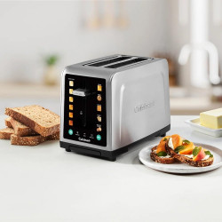 Prăjitor de pâine Cuisinart SimpliTouch XL RBT2200U, 1000 W, 6 trepte de prăjire, 5 programe, comenzi tactile, centrare automată, inox/negru