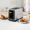 Prăjitor de pâine Cuisinart SimpliTouch XL RBT2200U, 1000 W, 6 trepte de prăjire, 5 programe, comenzi tactile, centrare automată, inox/negru