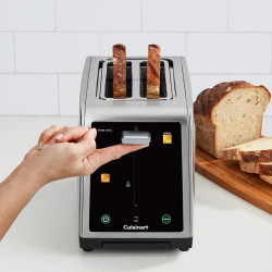 Prăjitor de pâine Cuisinart SimpliTouch XL RBT2200U, 1000 W, 6 trepte de prăjire, 5 programe, comenzi tactile, centrare automată, inox/negru