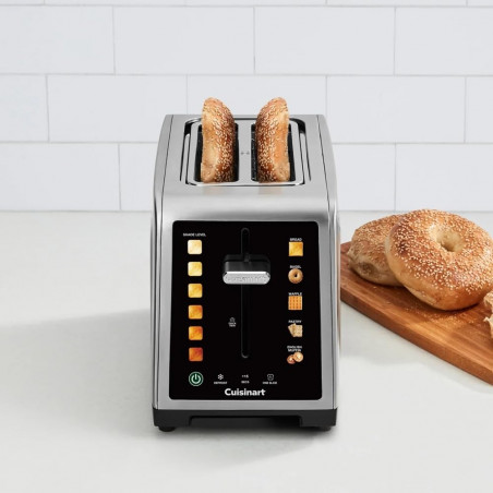 Prăjitor de pâine Cuisinart SimpliTouch XL RBT2200U, 1000 W, 6 trepte de prăjire, 5 programe, comenzi tactile, centrare automată, inox/negru
