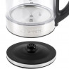 Fierbător electric Cuisinart GK19E Double Glass, 3000 W, 1,7 l, 50-100 °C, bază rotativă la 360°, comenzi tactile, filtru, indicator, inox/negru
