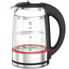 Fierbător electric Cuisinart GK19E Double Glass, 3000 W, 1,7 l, 50-100 °C, bază rotativă la 360°, comenzi tactile, filtru, indicator, inox/negru