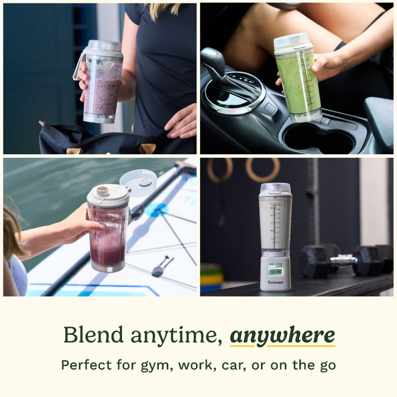 Blender portabil Cuisinart Blast & Go PBL100E, 120 W, 500 ml, 20.000 rpm, 2 moduri, fără BPA, încărcare USB-C, alb