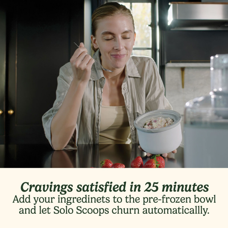 Mașină de înghețată Cuisinart Solo Scoops ICEM10E, 25 W, 475 ml, până la 8 bile de înghețată, alb