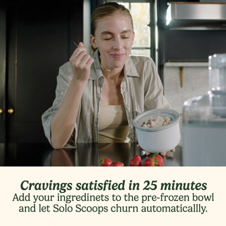 Mașină de înghețată Cuisinart Solo Scoops ICEM10E, 25 W, 475 ml, până la 8 bile de înghețată, alb