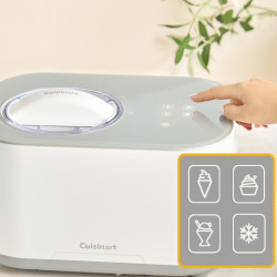 Mașină de înghețată Cuisinart Freeze Ease ICE90E, 100 W, 0,95 l, 3 programe, compresor, alb/gri