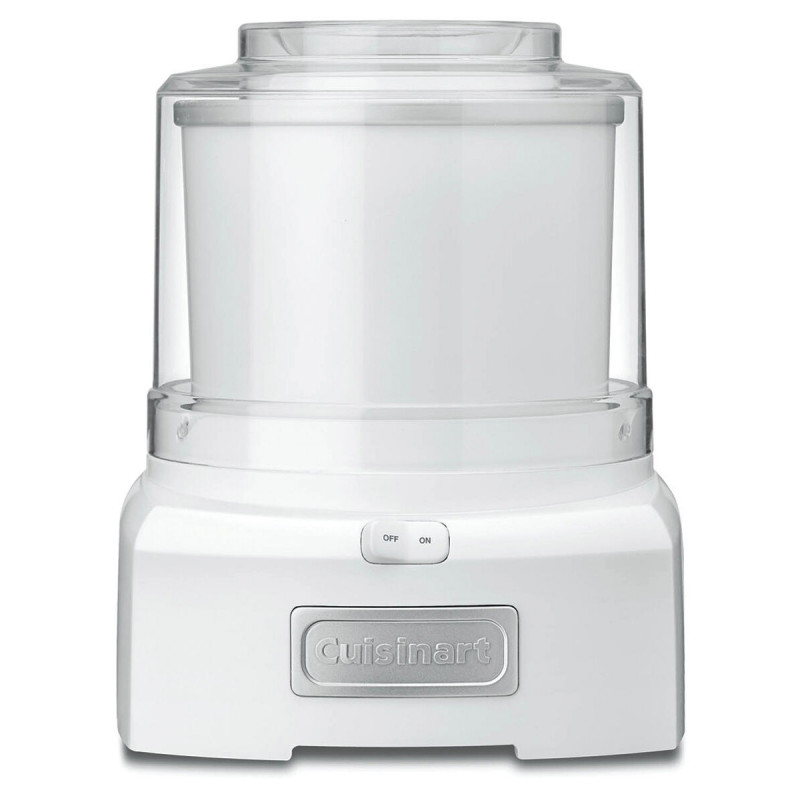 Mașină de înghețată Cuisinart Cool Scoops ICE21E, 35 W, 1,4 l, până la 20 de porții de înghețată, capac transparent cu închidere ușoară, alb