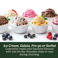 Mașină de înghețată Cuisinart Cool Scoops ICE21E, 35 W, 1,4 l, până la 20 de porții de înghețată, capac transparent cu închidere ușoară, alb