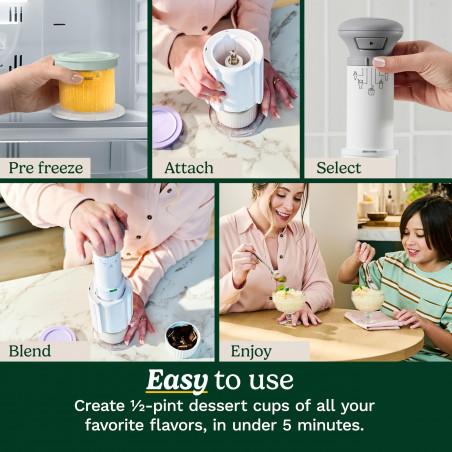 Aparat de înghețată Cuisinart Freeze Wand ICEFD10E, 250 W, 240 ml, 5 programe, fără BPA, funcționare silențioasă, alb