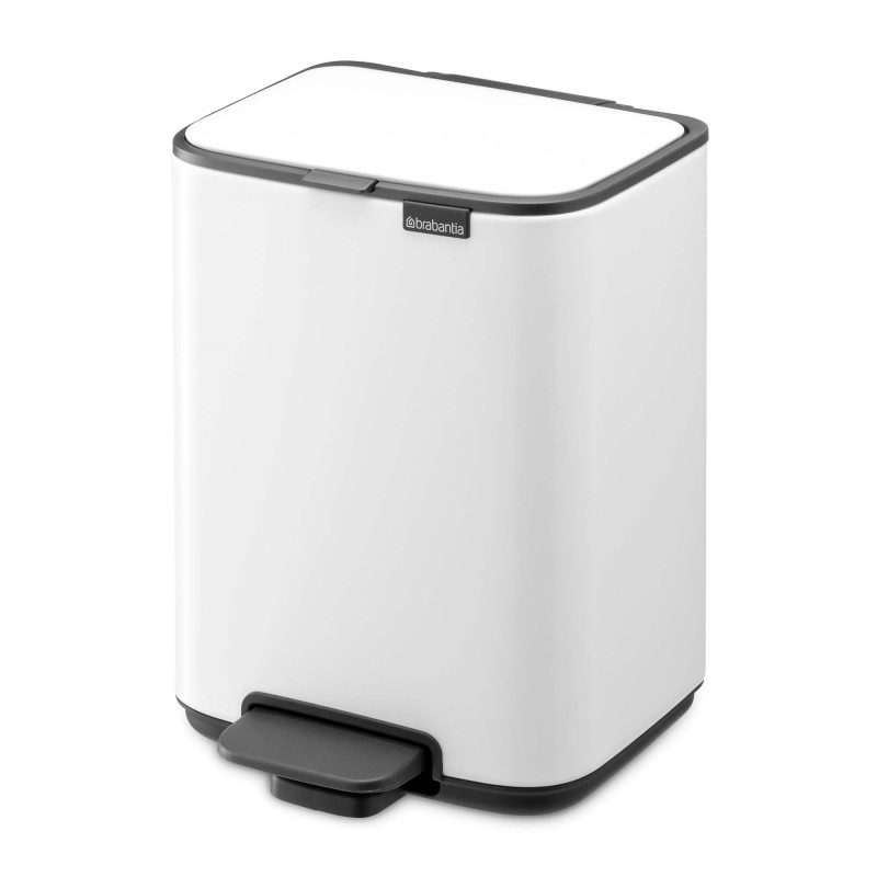 Coș de gunoi Brabantia Bo Pedal 1010117, 4 l, închidere ușoară, bază antiderapantă, alb