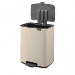 Coș de gunoi Brabantia Bo Pedal 1010123, 12 l, închidere ușoară, bază antiderapantă, bej