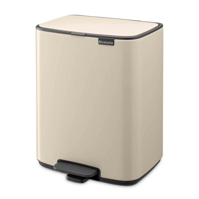 Coș de gunoi Brabantia Bo Pedal 1010123, 12 l, închidere ușoară, bază antiderapantă, bej