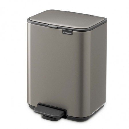 Coș de gunoi Brabantia Bo Pedal 1010126, 4 l, închidere ușoară, bază antiderapantă, gri