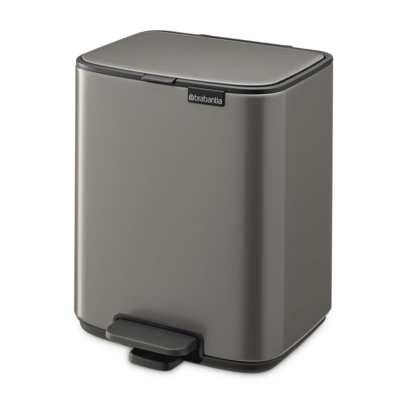 Coș de gunoi Brabantia Bo Pedal 1010127, 7 l, închidere lentă, bază cauciucată, gri închis
