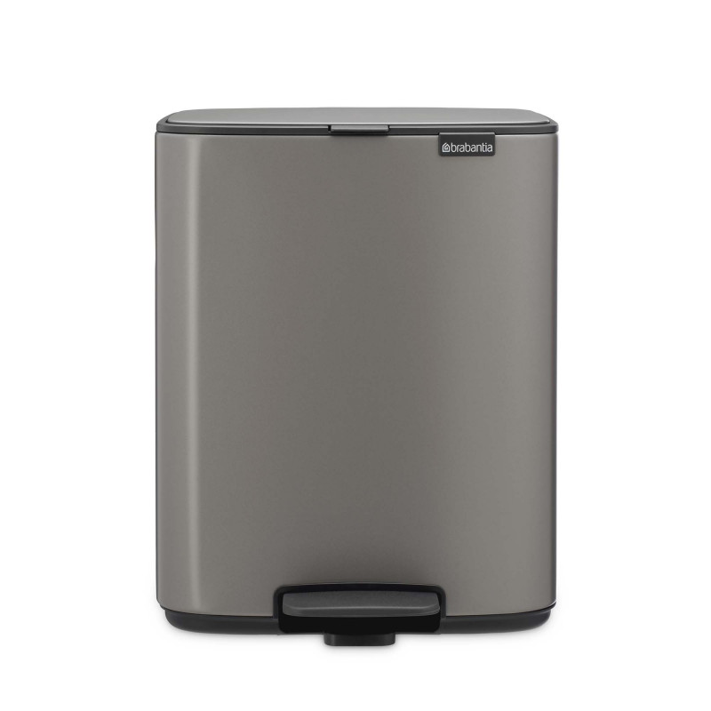 Coș de gunoi Brabantia Bo Pedal 1010128, 12 l, închidere ușoară, bază antiderapantă, gri