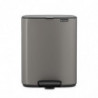 Coș de gunoi Brabantia Bo Pedal 1010128, 12 l, închidere ușoară, bază antiderapantă, gri