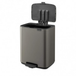 Coș de gunoi Brabantia Bo Pedal 1010128, 12 l, închidere ușoară, bază antiderapantă, gri