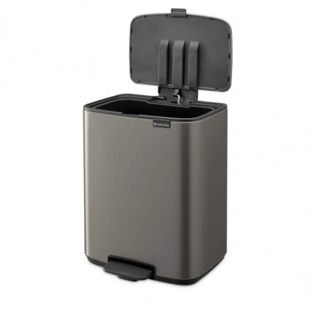 Coș de gunoi Brabantia Bo Pedal 1010128, 12 l, închidere ușoară, bază antiderapantă, gri