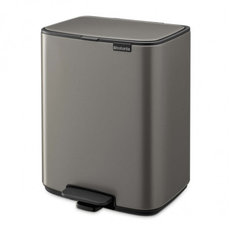 Coș de gunoi Brabantia Bo Pedal 1010128, 12 l, închidere ușoară, bază antiderapantă, gri