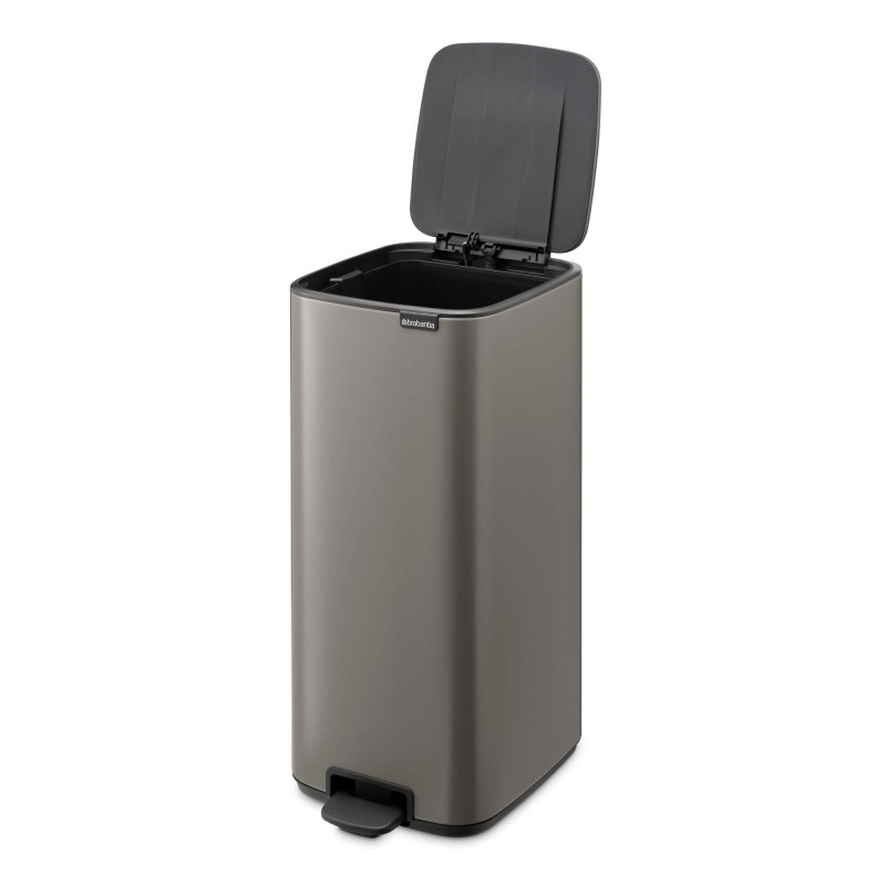 Coș de gunoi Brabantia Bo Pedal 1010129, 30 l, închidere ușoară, bază antiderapantă, gri