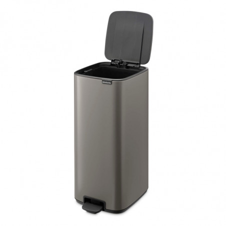 Coș de gunoi Brabantia Bo Pedal 1010129, 30 l, închidere ușoară, bază antiderapantă, gri