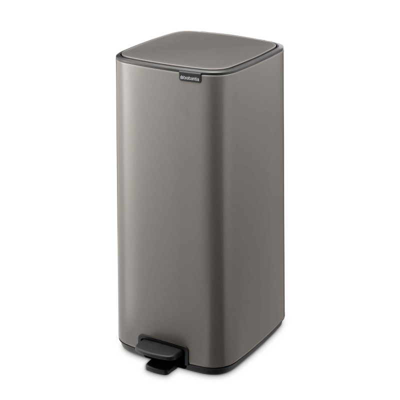 Coș de gunoi Brabantia Bo Pedal 1010129, 30 l, închidere ușoară, bază antiderapantă, gri