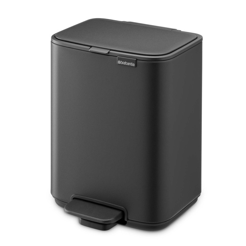 Coș de gunoi Brabantia Bo Pedal 1010131, 4 l, închidere ușoară, bază antiderapantă, finisaj mineral, gri închis