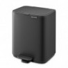 Coș de gunoi Brabantia Bo Pedal 1010132, 7 l, închidere lentă, bază cauciucată, finisaj mineral, gri închis