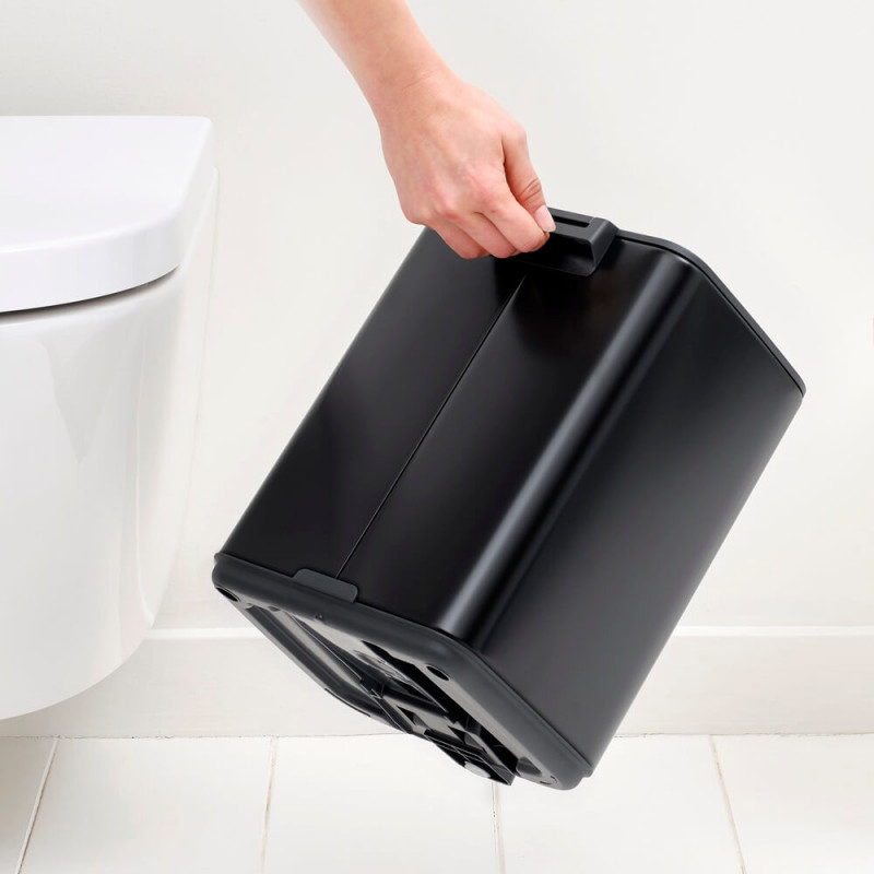 Coș de gunoi Brabantia Bo Pedal 1010137, 7 l, închidere lentă, bază cauciucată, negru mat