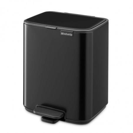 Coș de gunoi Brabantia Bo Pedal 1010137, 7 l, închidere lentă, bază cauciucată, negru mat