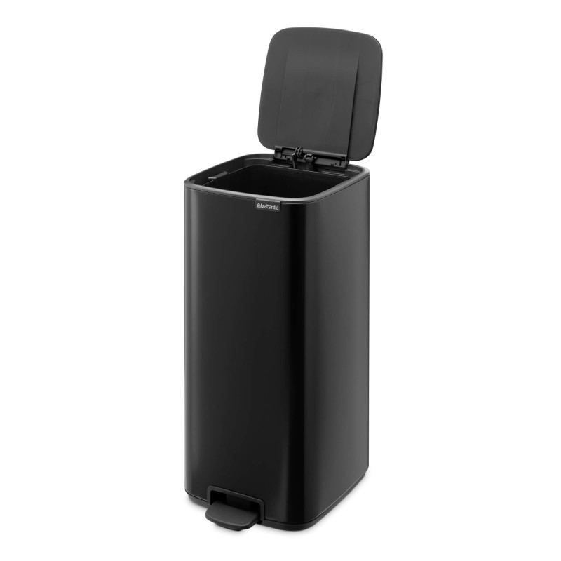Coș de gunoi Brabantia Bo Pedal 1010139, 30 l, închidere ușoară, bază antiderapantă, negru