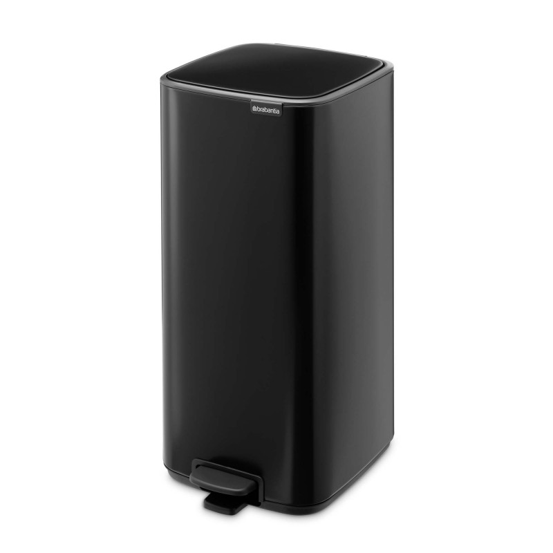 Coș de gunoi Brabantia Bo Pedal 1010139, 30 l, închidere ușoară, bază antiderapantă, negru