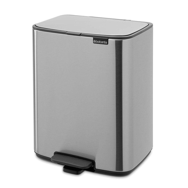 Coș de gunoi Brabantia Bo Pedal 1010143, 12 l, Închidere ușoară, Bază antiderapantă, Rezistent la amprente, Oțel inoxidabil/Mat