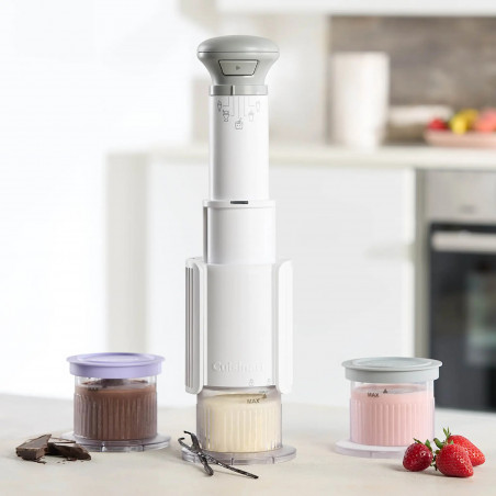 Aparat de înghețată Cuisinart Freeze Wand ICEFD10E, 250 W, 240 ml, 5 programe, fără BPA, funcționare silențioasă, alb