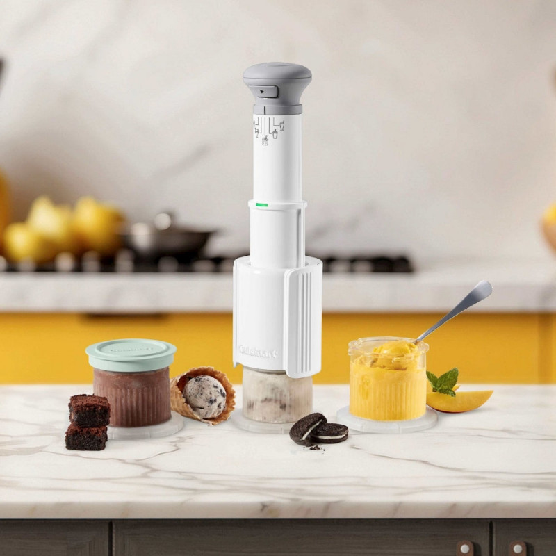 Aparat de înghețată Cuisinart Freeze Wand ICEFD10E, 250 W, 240 ml, 5 programe, fără BPA, funcționare silențioasă, alb