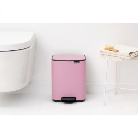 Coș de gunoi Brabantia Bo Pedal 1010445, 7 l, închidere lentă, bază cauciucată, roz
